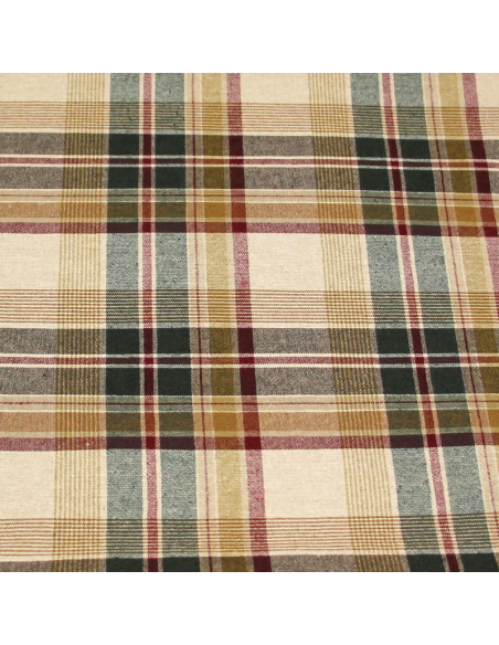 Tissu chemise - Carreaux ton bordeaux & vert