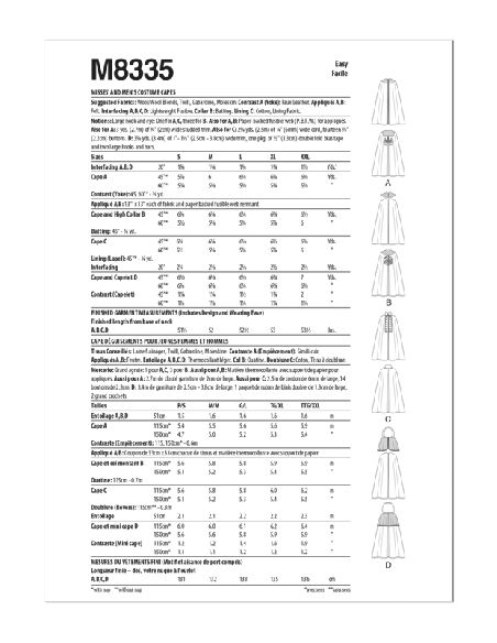 Patron McCall's 8335.A - Cape de déguisement