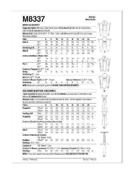 Patron McCall's 8337.A5 - Déguisements