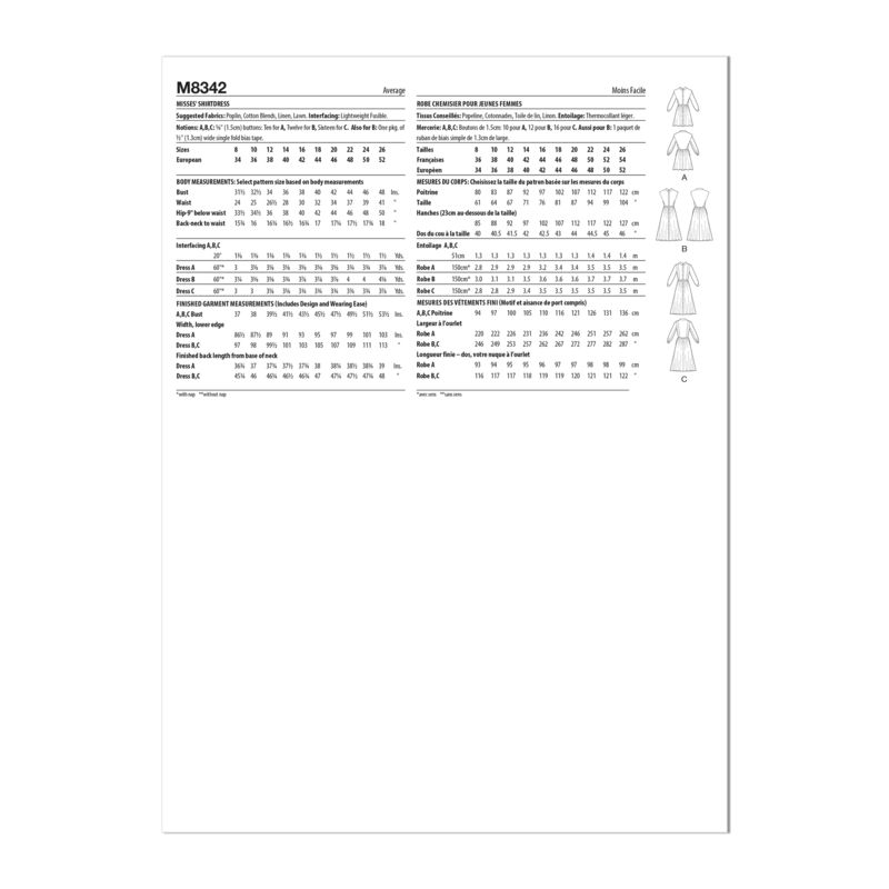 Patron McCall's 8342.K5 - Robe chemisier