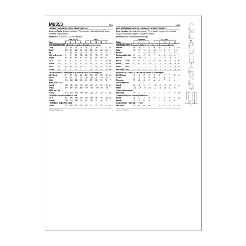 Patron McCall's 8353.HH - Haut, robe et pantalon