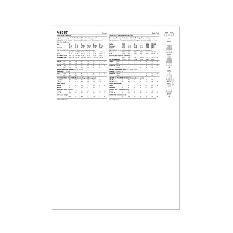 Patron McCall's 8367.A - Pantalon et short