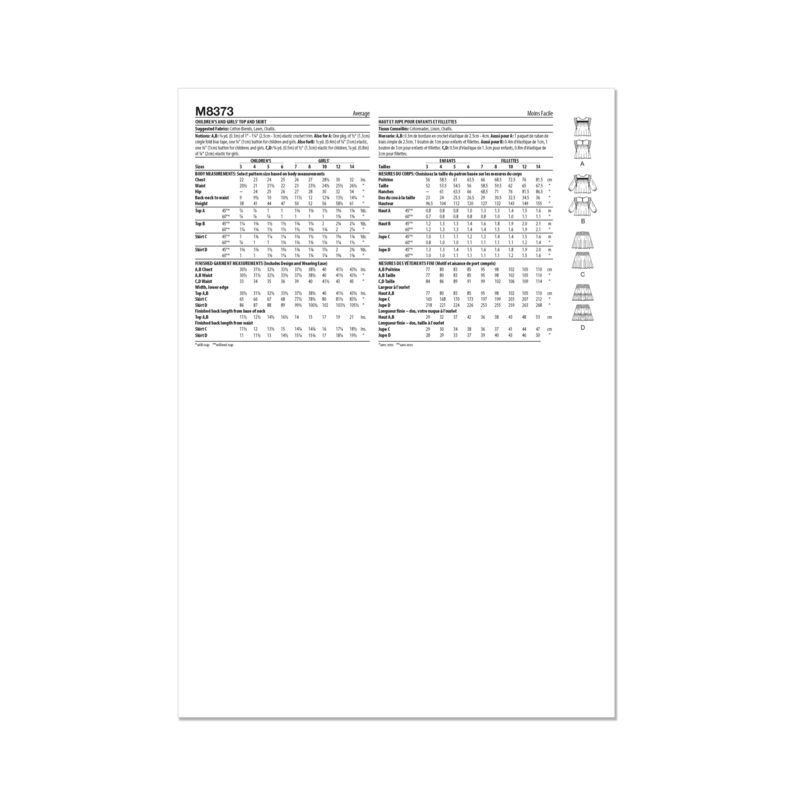 Patron McCall's 8373.CCE - Haut et jupe