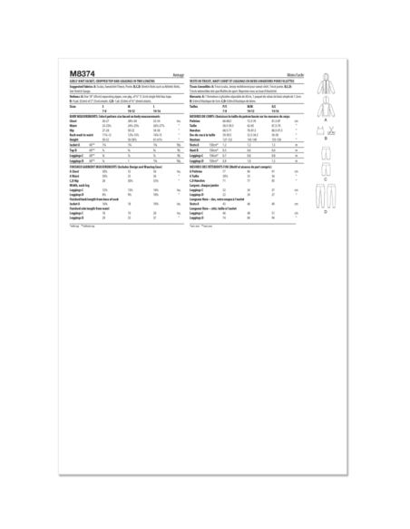 Patron McCall's 8374.A - Veste, haut et collant