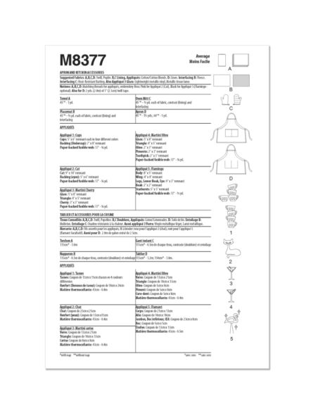 Patron McCall's 8377.OS - Tablier et accessoires pour la cuisine