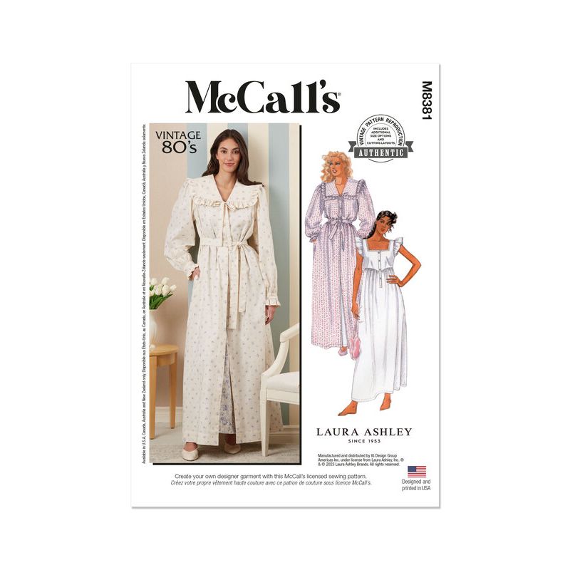 Patron McCall's 8381.A - Robe de chambre, chemise de nuit