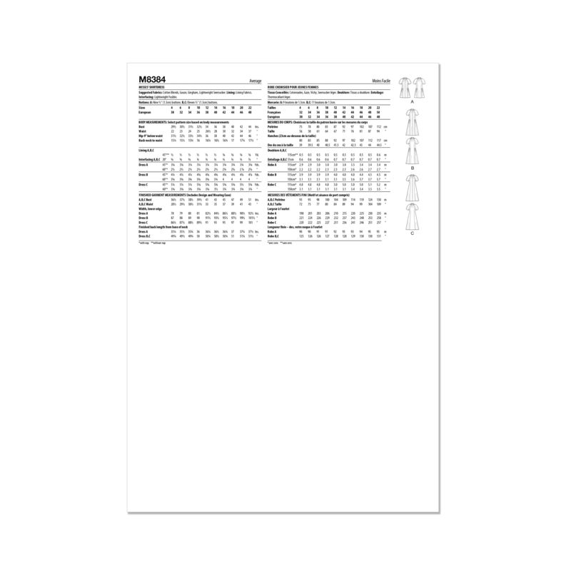 Patron McCall's 8384.D5 - Robe chemisier