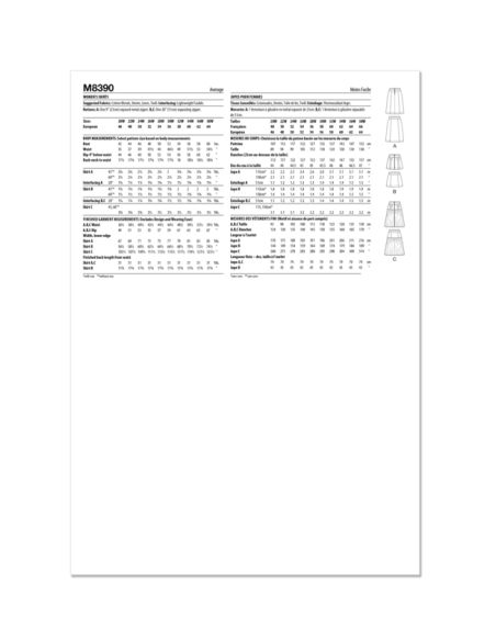 Patron McCall's 8390.W2 - Jupes