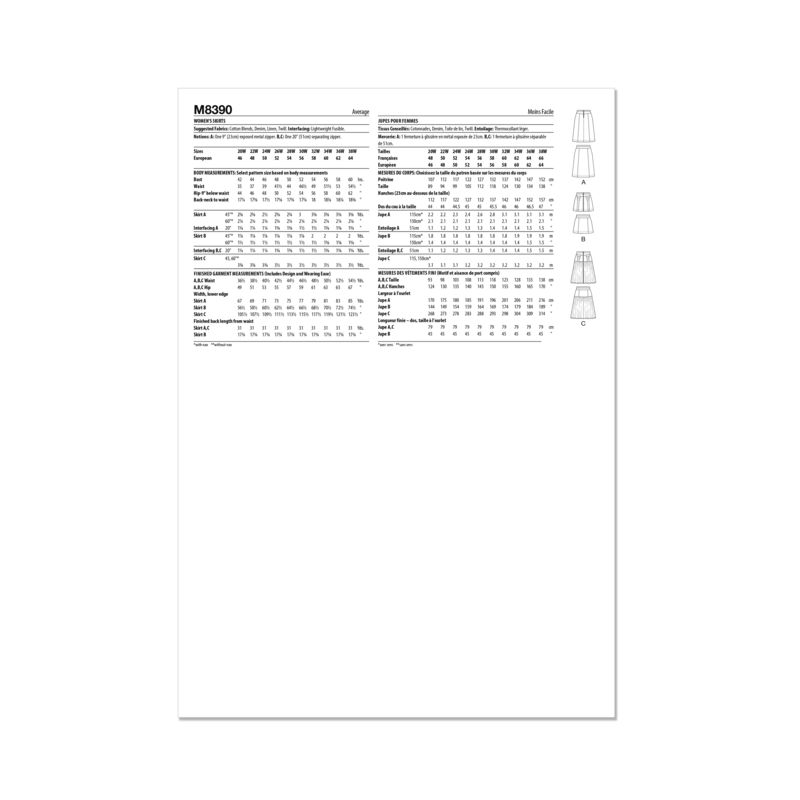 Patron McCall's 8390.W2 - Jupes