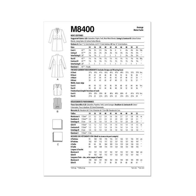 Patron McCall's 8400.AA - Déguisements