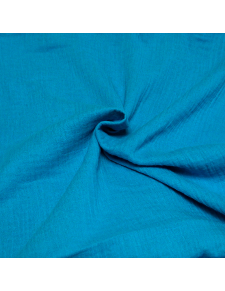 Double gaze 100% coton - Bleu azur