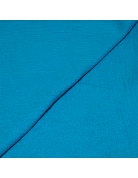 Double gaze 100% coton - Bleu azur