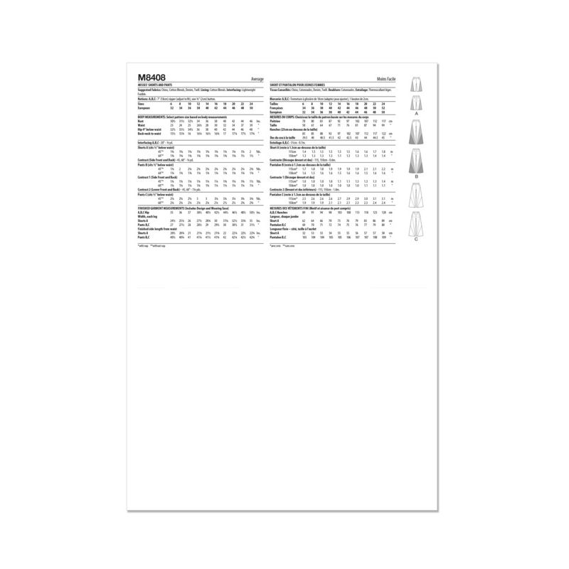 Patron McCall's 8408.H5 - Short et pantalon