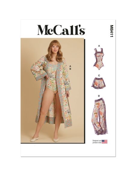 Patron McCall's 8411.D5 - Corsage-culotte, robe de chambre, short et pantalon