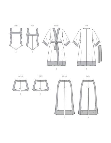 Patron McCall's 8412.W2 - Corsage-culotte, robe de chambre, short et pantalon