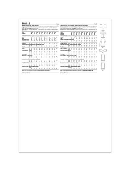 Patron McCall's 8412.W2 - Corsage-culotte, robe de chambre, short et pantalon