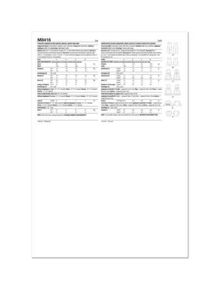 Patron McCall's 8416.CCB - Barboteuse, robe, veste, chemise