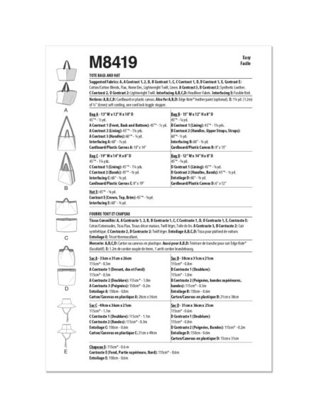 Patron McCall's 8419.A - Sacs fourre-tout