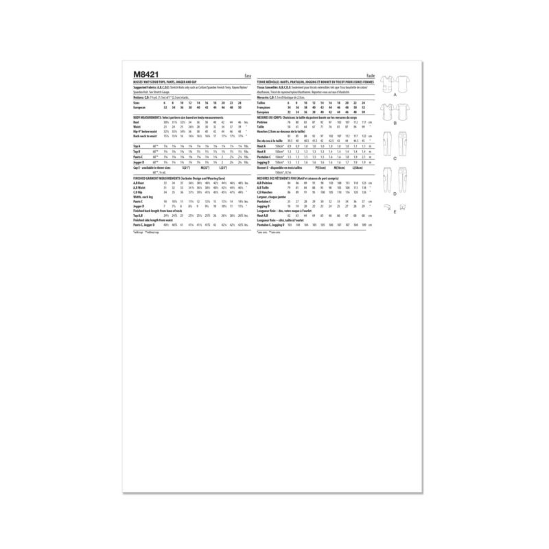 Patron McCall's 8421.H5 - Hauts et pantalons