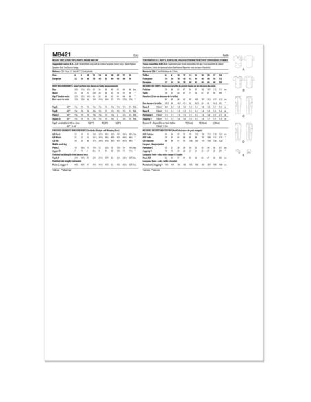 Patron McCall's 8421.H5 - Hauts et pantalons