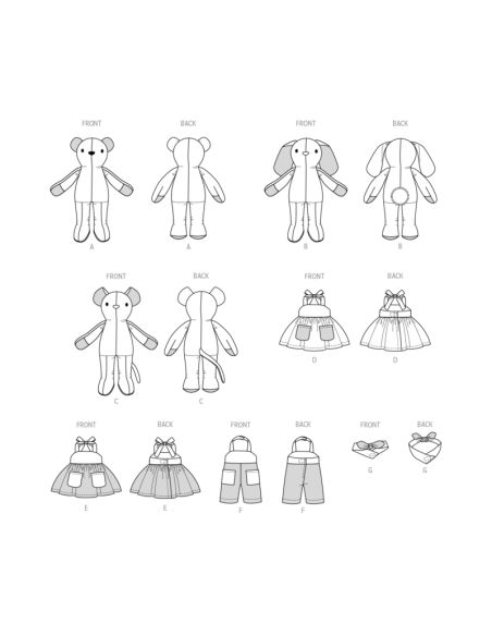 Patron McCall's 8422.OS - Peluches Ours, Lapin et Souris