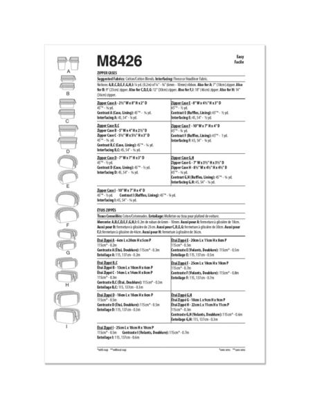 Patron McCall's 8426.OS - Trousses à Fermeture Éclair