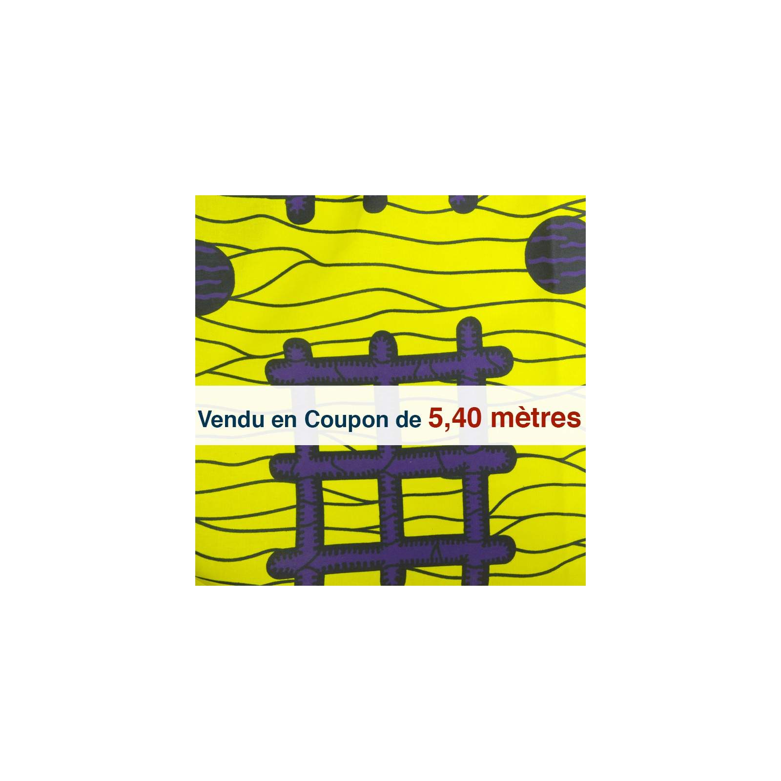 Tissu Africain - Wax hashtag jaune( coupon de 5,40 mètres)
