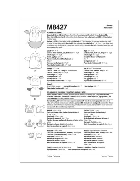 Patron McCall's 8427.OS - Peluches Emboîtables