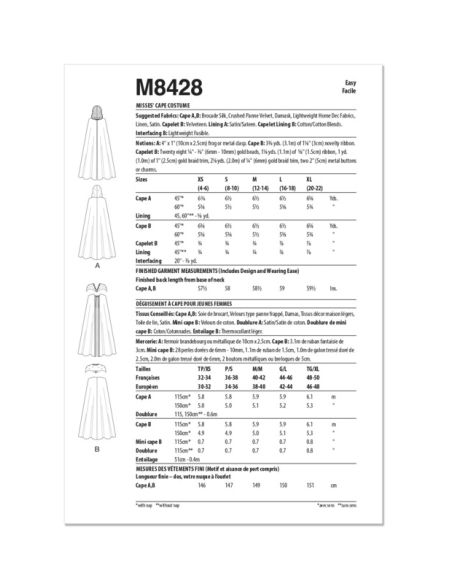 Patron McCall's 8428.A - Costume de Cape