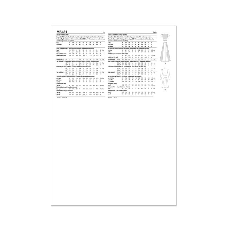 Patron McCall's 8431.K5 - Haut et Jupe