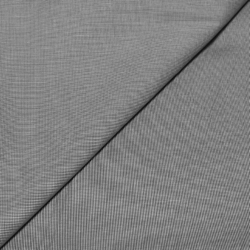 Tissu chemise coton & élasthanne - Pieds-de-puce noir & blanc