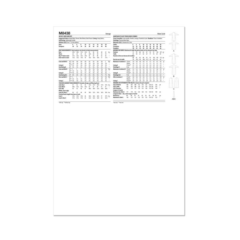 Patron McCall's 8438.D5 - Manteaux et Gilet