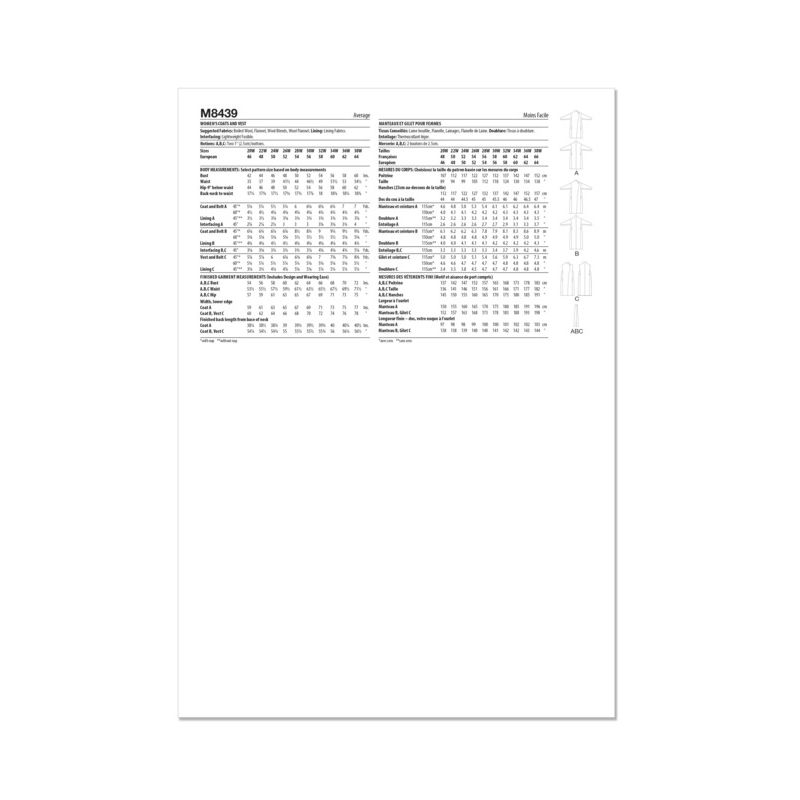 Patron McCall's 8439.W2 - Manteaux et Gilet