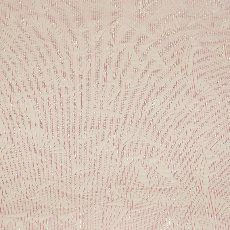Tissu broché - Blanc & rose détails argent