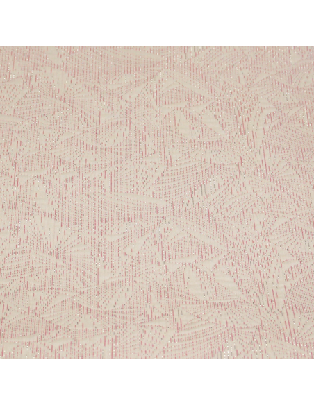 Tissu broché - Blanc & rose détails argent