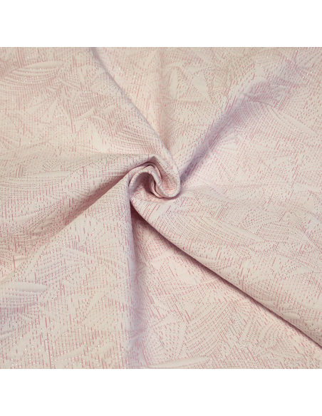 Tissu broché - Blanc & rose détails argent