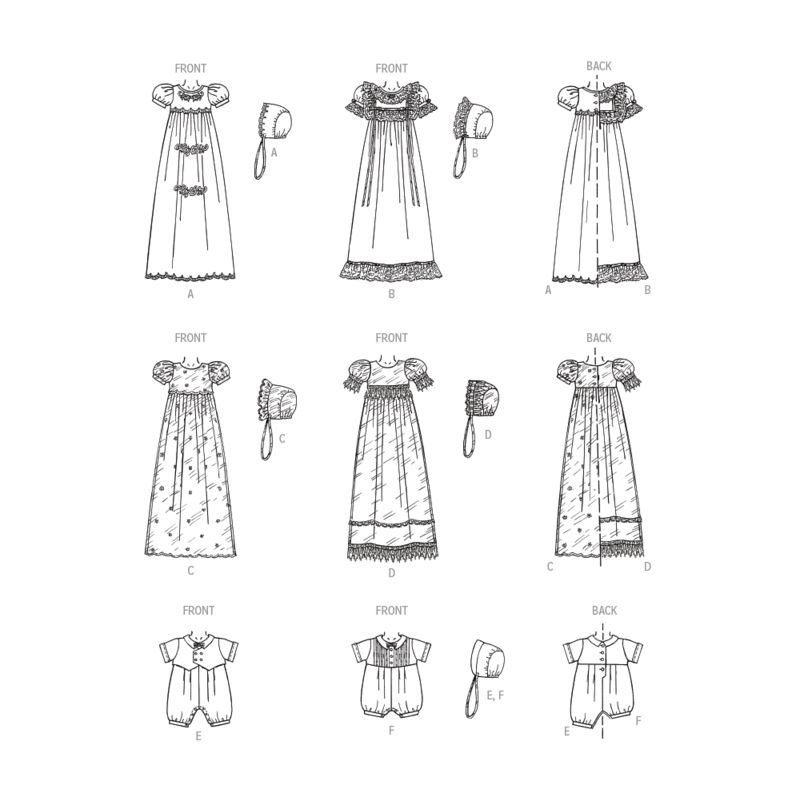 Patron McCall's 8460.A - Robe de baptême, barboteuse et bonnet