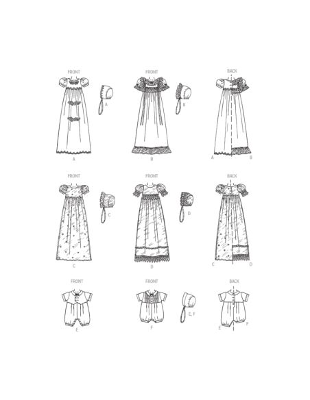 Patron McCall's 8460.A - Robe de baptême, barboteuse et bonnet