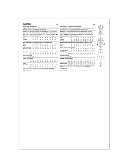 Patron McCall's 8465.D5 - Robe, Tunique, Pantalon et Culottes