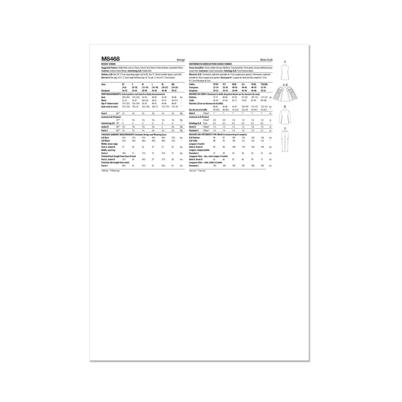 Patron McCall's 8468.AA - Vêtements de travail médical