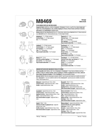 Patron McCall's 8469.OS - Animaux en peluche