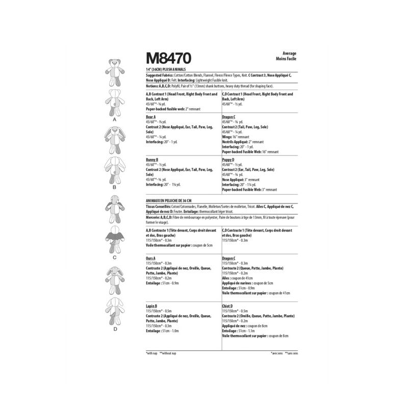 Patron McCall's 8470.OS - Animaux en peluche