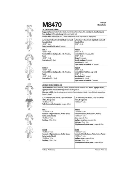 Patron McCall's 8470.OS - Animaux en peluche