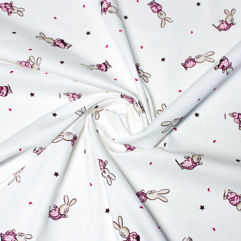 Piqué 100% coton milleraies - Lapin rose