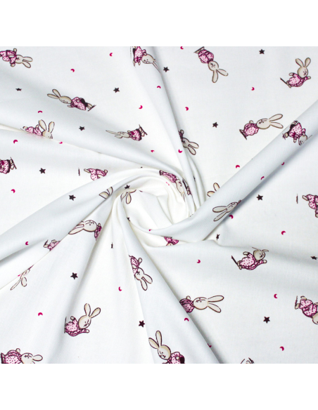 Piqué 100% coton milleraies - Lapin rose