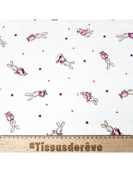 Piqué 100% coton milleraies - Lapin rose