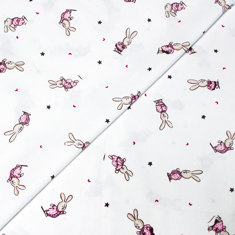 Piqué 100% coton milleraies - Lapin rose