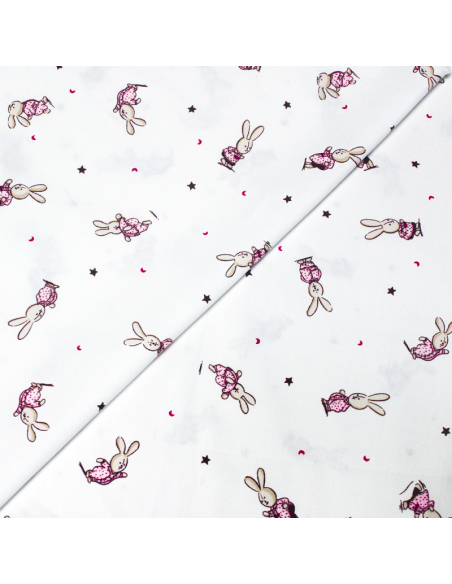 Piqué 100% coton milleraies - Lapin rose