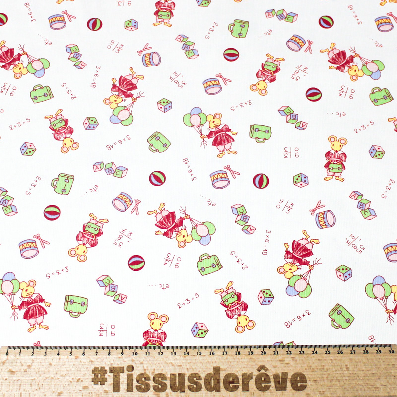 Piqué 100% coton milleraies - Souris écolière
