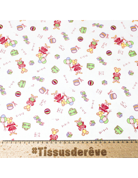 Piqué 100% coton milleraies - Souris écolière